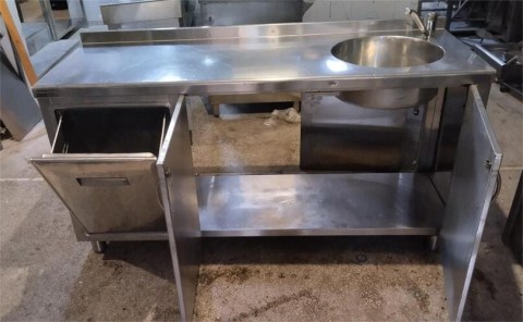 Ερμάριο Ανοξείδωτο 164x58x85Cm με Κάδο Φάκελο & Γούρνα Μεταχειρισμένη